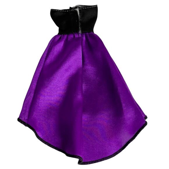 Barbie Doll Fashion Dress Purple Black High Low Strapless Satin Party Gown Look - Picture 2 of 3